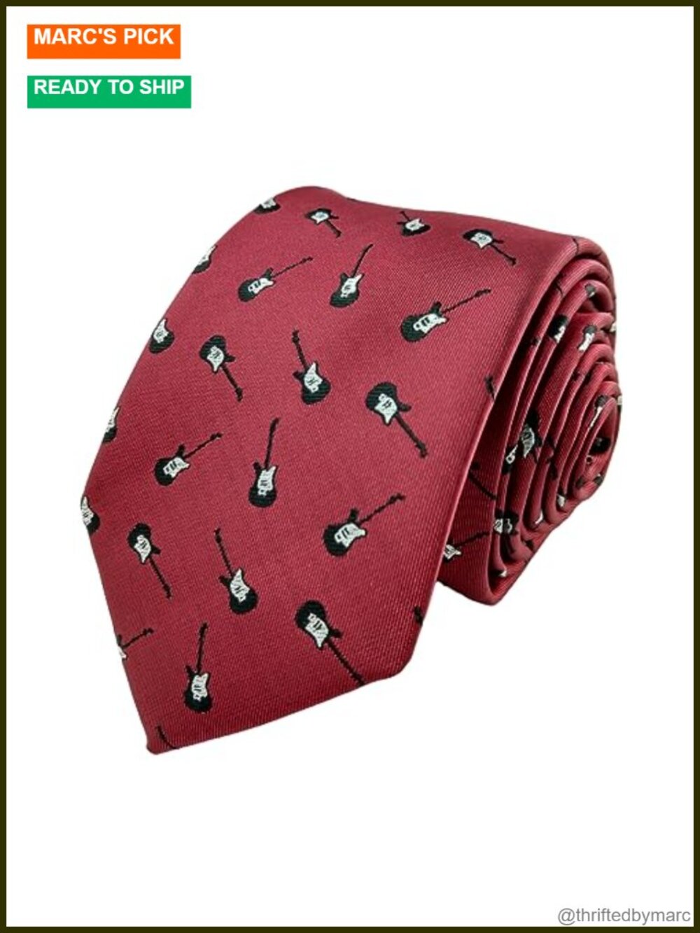 Guitar Necktie for Men - Modern Microfiber Tie - Musician Gift